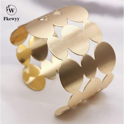 Fkewyy Fashion Luxury Jewelry Charm Punk Bangles For Women Geometry Cuff Bracelets Girl Gold Plated Bracelet Accessories Party