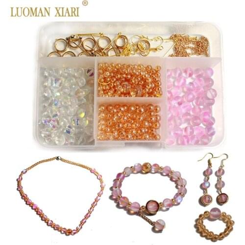 381 PCS Beads Kits Round Crystal Beads Sets Jewelry Accessory Charms Elastic String Diy Necklace Earrings Handmake Craft Making
