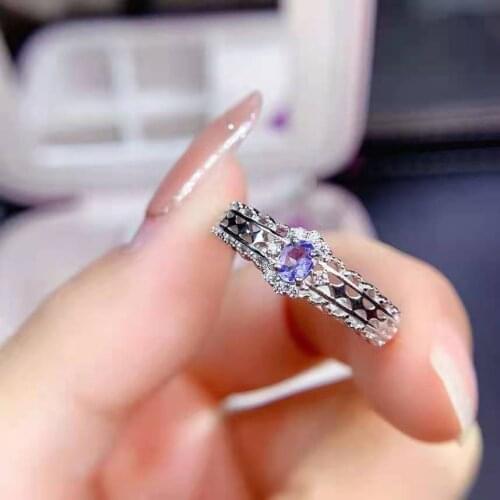 Natural High-quality Tanzanite S925 Sterling Silver Ring Fine Fashion Charming Jewelry for Women Free Shipping MeibaPJFS