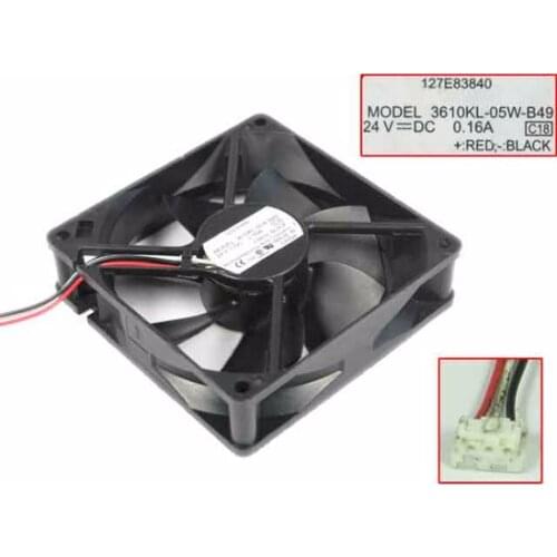 NMB-MAT 3610KL-05W-B49 C18 DC 24V 0.16A 90x90x25mm Server Cooling Fan