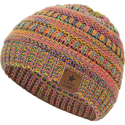 New fashion five-pointed star childrens hat woolen knitted hat dome warm knitted hat Boys and girls from 2 to 8 years old