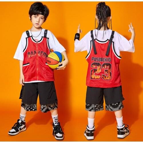 2021 New Sports Style Basketball Hip Hop Outfits Children Jazz Performance Costumes Ballroom Dance Practice Rave Clothes DQS7477