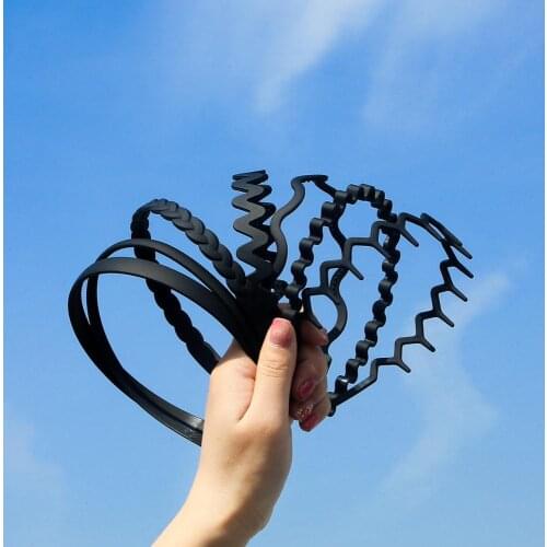 High Quality 1Pcs/Lot 12cm Fashion Mens Women Unisex Black Wavy Hair Head Hoop Band Sport Headband Hairband Hair Accessories