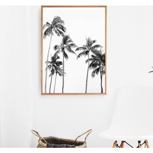 Palm Tree Tropical Wall Art Prints Black and White Art Canvas Painting Hawaii Poster Wall Picture for Living Room Home Decor