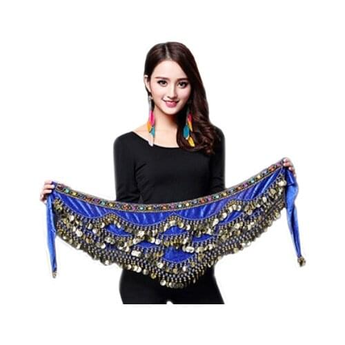 Women Belly Dance Costume Hip Scarf Accessories Belt Skirt Bellydance Coins Silk Scarf Waist Chain Wrap Crystal Adult Dancewear