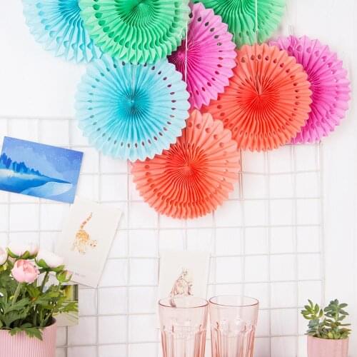 Hanging Paper Decoration 5pcs 20cm Tissue Paper Fan For Bridal Baby Showers Wedding Party Birthday Festival Decor Supplier