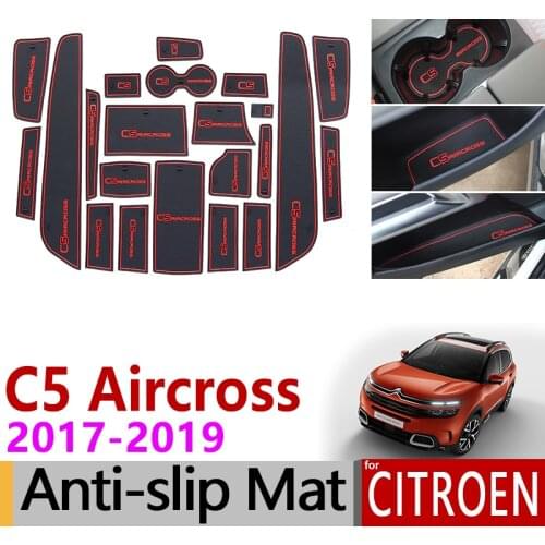 Anti-Slip Gate Slot Mat Rubber Cup Coaster for Citroen C5 Aircross 2017 2018 2019 C5-Aircross Accessories Stickers