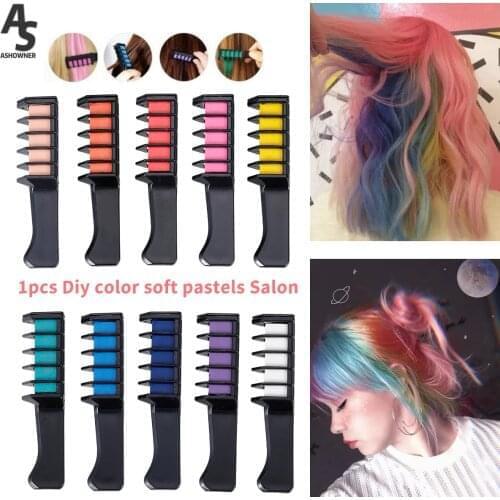 1pcs Temporary Hair Chalk Color Comb 10 Colors Dye Cosplay Washable Hair Color Comb for Salon Barber Dyeing Party Women Makeup
