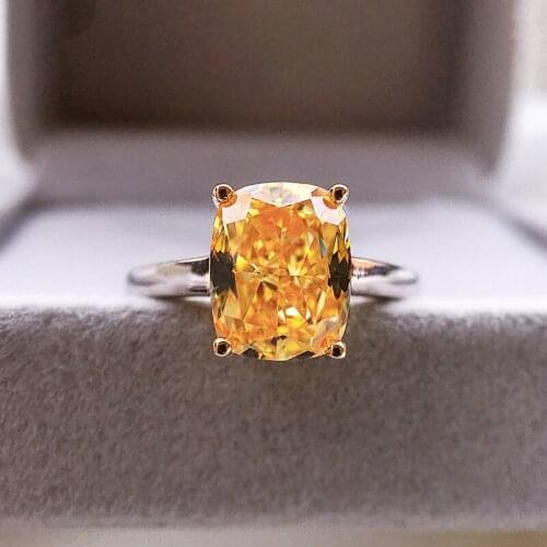 High Carbon Diamond 1CT Citrine Gemstone Solid Silver 100% 925 Fine Jewelry Couple Finger Ring Rings for Women Wholesale