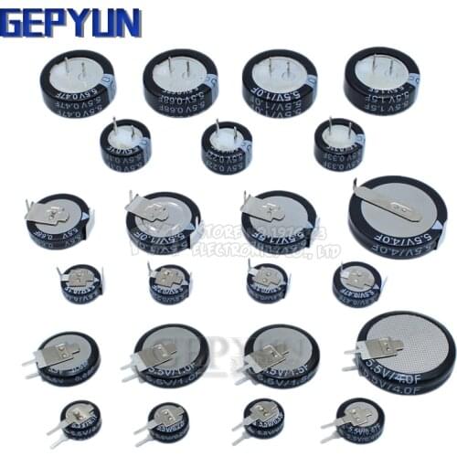 5.5V Super capacitor 0.1F 0.22F 0.33F 0.47F 1F 1.5F 4.0F V-type C-type H-type Button Farad capacitor Gepyun