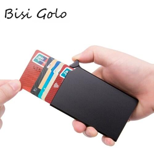 BISI GORO Smart Wallet Thin ID Card Case RFID Anti-theft Unisex Automatically Solid Metal Bank Credit Card Holder Business Mini