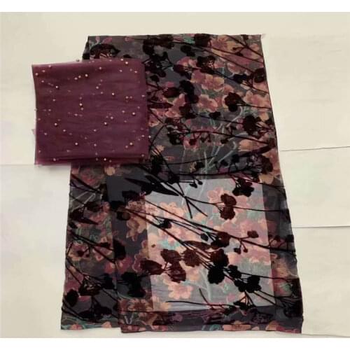 High Quality African Printed Velvet Fabric 5+2 Yards For Ladies To Wear Soft And Comfortable Printed Velvet Silk Fabric!LXF3.391