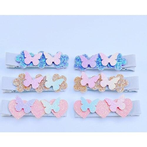 Boutique 15Sets Fashion Cute Glitter Butterfly Hair Clips Sold Floral Heart Hairpins Barrettes Princess Headwear HairAccessories