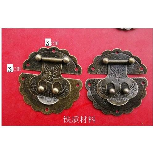50pcs 3cm Bronze Alloy Clasp Small Flower Box Buckle Archaize Fastener Padlock Hasp Lock Wooden Gift Jewellery Box Decoration