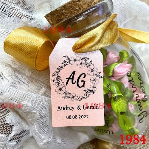 Pearl paper Custom Wedding Tags, Labels, Candy Favors Tags, Birthday, Baptism, Your Photo, Personalized, 100Pieces