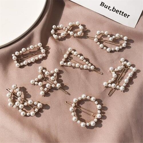 2021 Korean Style Wholesale Woman Hair Accessories Vintage Elegant Pearl Hair Clips Ladies Headdress Hairpin Girls Hair Barrette