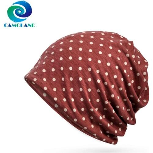 CAMOLAND Fashion Dot Design Skullies Beanies For Women Autumn Double Use Scarf Hedging Caps Casual Outdoor Cycling Bonnet Hats