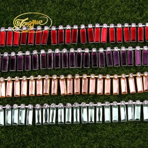 1 yard Rectangle Rhinestone Applique DIY Crystal Flatback Rhinestone Trim High Quality Hotfix Applicator Crystals