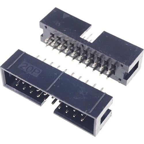 1000 Pcs Shrouded Box header IDC Socket 2.54mm 2x10 Pin 20 P straight Male square pin 0.64mm 2 rows 2.54 Through hole DIP