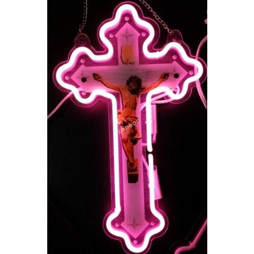 14“ Crucifix Jesus Saves Cross Acrylic Custom Neon Light Lamp Sign Beer Handmade Decorate Home Wall Room Windows Tube Artwork