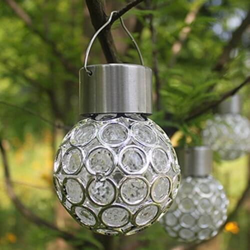 2PCS Solar Lamp Garden LED Solar Light Garden Decorative Hollow Projection Hanging Lamp Outdoor Color Changing Walkway Landscape