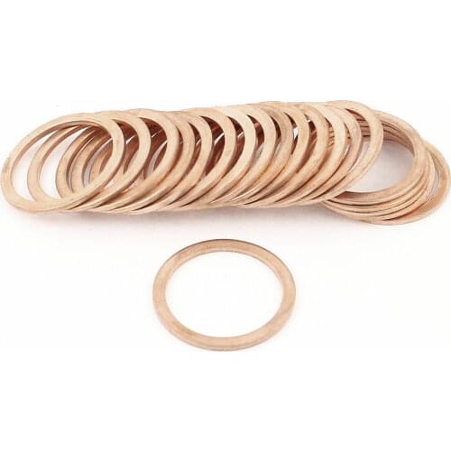 20Pcs 8mm/14mm/18mm/20mm/21mm/22mm/24mm/27mm/28mm/30mm Inner Diameter Flat Copper Crush Washer Sealing Ring Spacer