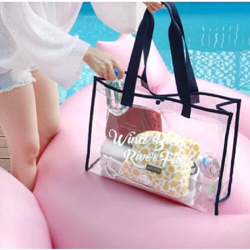 2021 Brand New Beach Bag Letter Print Transparent Shoulder Bag Storage Handbag for Swimming Vacation