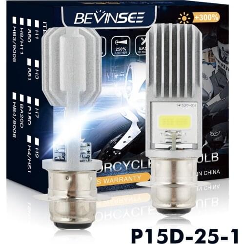 Bevinsee 2x P15D-25 LED Motorcycle Headlight Bulb 20W 6000K 3000LM Hi/Lo Beam Lights For Honda Foreman TRX450ES TRX450S Suzuki