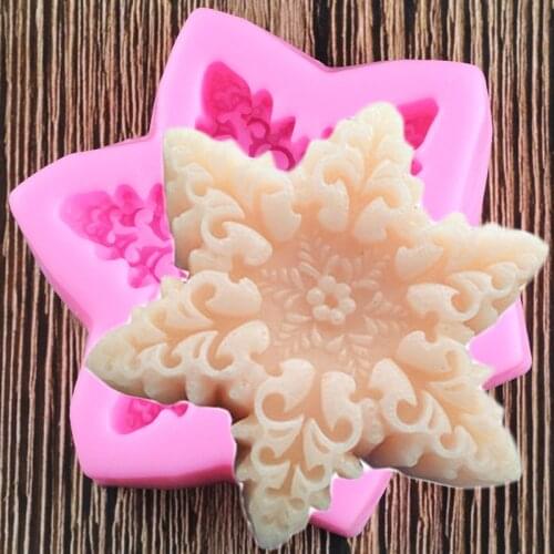3D Christmas Snowflake Silicone Soap Molds DIY Party Fondant Cake Decorating Tools Polymer Clay Candy Chocolate Gumpaste Moulds