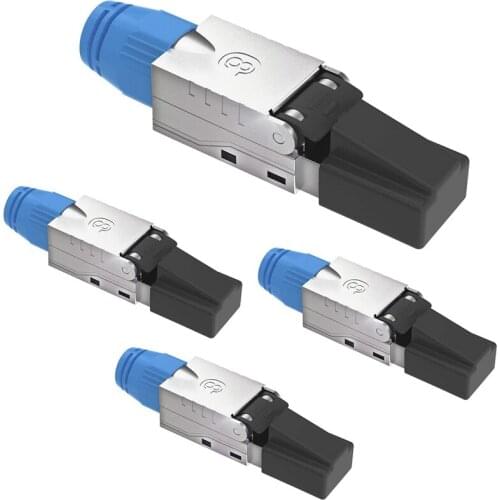 4 Pcs RJ45 Connector Tool-Free for Installation Cable Cat8 Cat7A Cat7 Cat6A Network Plug Field Ready Shielded 40 Gbps