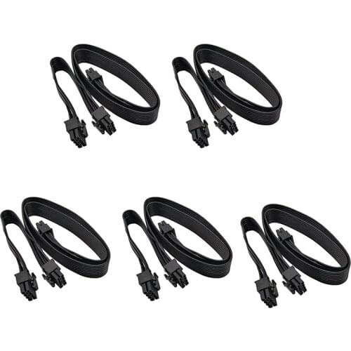 5Pcs ATX CPU 8 Pin Male to Dual PCIe 2X 8 Pin (6+2) Male Power Adapter Cable for Corsair Modular Power Supply(63cm+23cm)