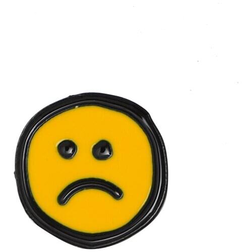 Custom hard enamel pin Unhappy Face Brooches for Denim Shirt Bag Cartoon Creative Punk Jewelry Gift for Kids Girls