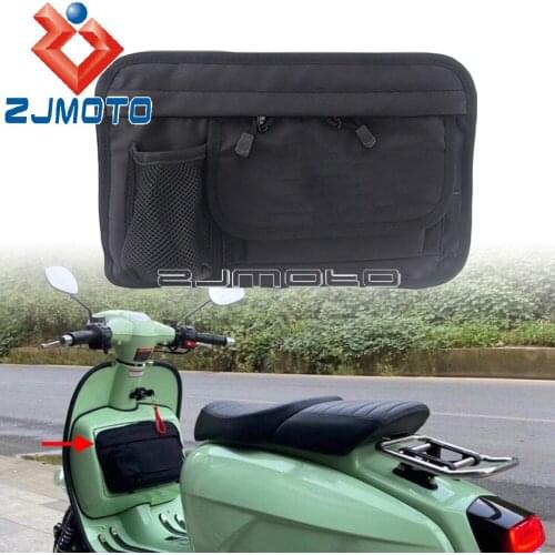 Black Canvas Side Tool Bag Storage For Piaggio Vespa GTS LX LXV Sprint Primavera 50 125 200 300 300ie 250ie GTS125 GTS250 GTS300