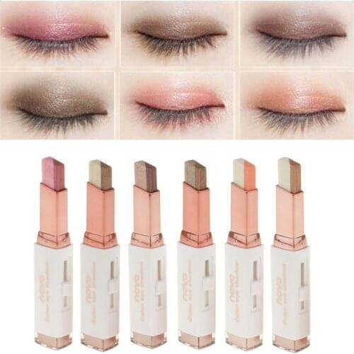 Two-tone Eyeshadow Lazy Eyeshadow Stick Easy To Color Gradient Velvet Shimmer New Design Eyeshadow Waterproof Lasting Cosmetic