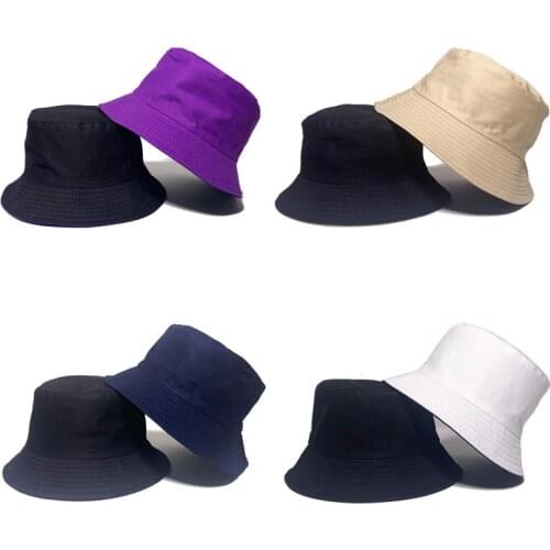 Double-sided bucket hat unisex solid color sun hat basin hat female outdoor fisherman hat male casual sun hat wholesale sun hat