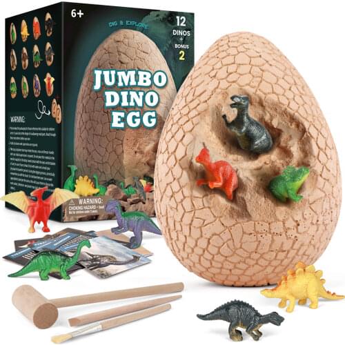 Jumbo Dino Egg 12 Unique Large Surprise Dinosaurs in One Giant Filled Egg Discover Dinosaur Archaeology Science STEM for Kids