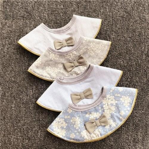 Ins Retro Cotton Breathable Baby Bibs Breastplate Waterproof Kids Things Baby Stuff 360 Degree Rice Pocket