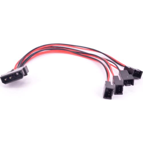 Molex IDE Male Port 1 to 4 ways 3Pin Fan Male port Miltiplier Cable D plug to 3 Pin cooler Y Spliter Power supply Cable