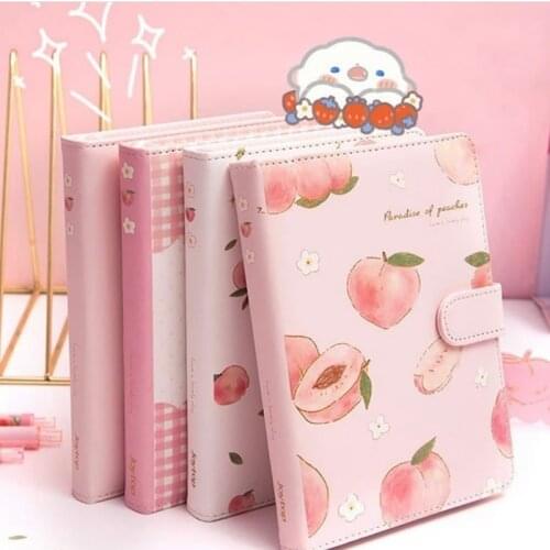 Kawaii Peach Notebook PU Cute Fashion Fruit Journal Handbook Diary Agenda Planner School Supplies Gift