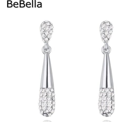 BeBella classic water drop dangler earrings design for female made with Czech crystal girls Christmas gift