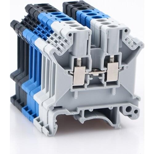 Din Rail Terminal Block Universal Conductor UK-3N Screw Connection Electrical Wiring Terminal Strip Block Connector UK3N 10Pcs