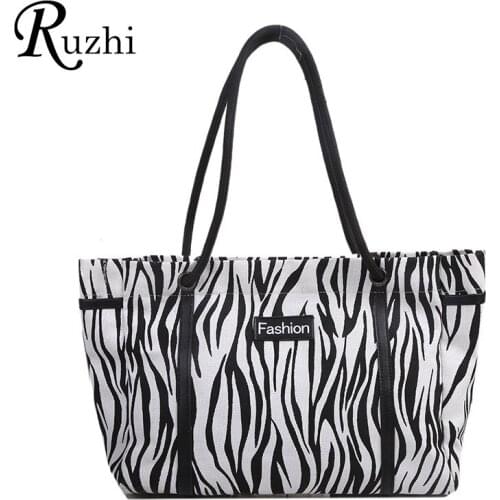 Cow Grain/Zebra Pattern/Graffiti High-Capacity Canvas Shoulder Bags For Women 2021 Designer Handbag Light Versatile Shopping Bag