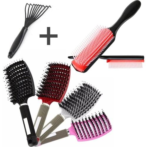 Girls Hair Scalp Massage Comb Hairbrush Bristle Nylon Women Wet Curly Detangle Hair Brush for Salon Hairdressing Styling Tools