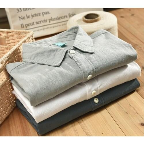 920 Spring And Autumn Mans Simple Shirt Blouse Short-Sleeve Solid Color Lapel Single-Breasted Harajuku Casual Pocket Male Tops