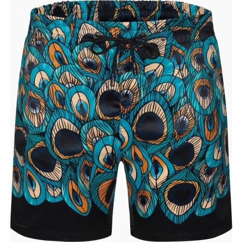 2021 Summer Fashion Boardshorts Peacock Print Sportswear Hip Hop Men Beach Short Pants Breathable Men Sporting Beaching Shorts
