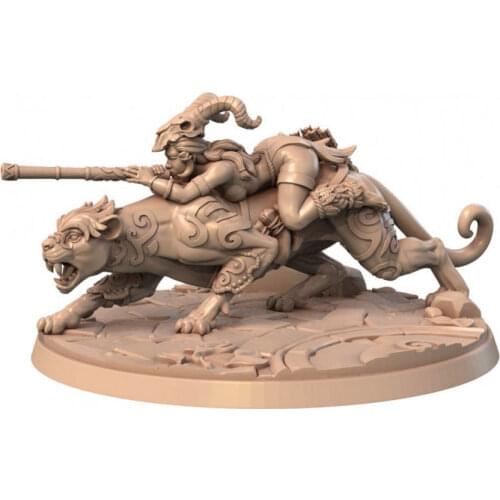 50mm 110mm Resin Model Kits Forest King with LeopardHunting Figure Unpainted No Color RW-107
