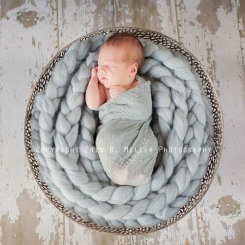 Pure Handmade Woven Baby Blanket Pigtail Photography Props Stuffing Babies Photo Linen Blanket