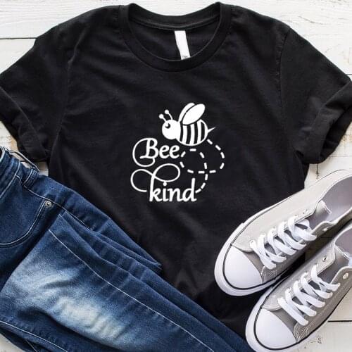 Bee Kind Letter Print T-shirt Save The Bees Summer Tshirt Crewneck Cotton Shirt Casual Tumblr Tees Vegan Women Tops Drop Ship