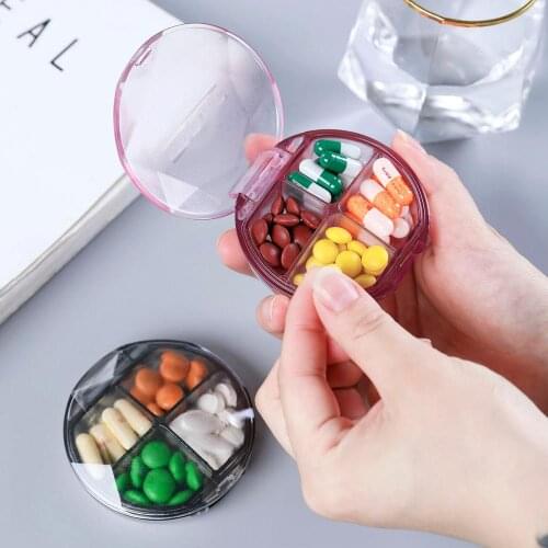 Portable Pill Case Box Travel Medicine Container Case Tablet Sorter Dispense Box Home Pill Drug Organizer Storage Box 4 Grids
