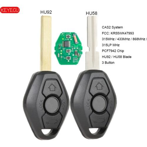 KEYECU CAS2 Remote Key 315MHz/433MHz/868MHz/315LP PCF7942 for BMW E60 5 Series, E63 6 Series 2004-2006 KR55WK47993 (KYDZ